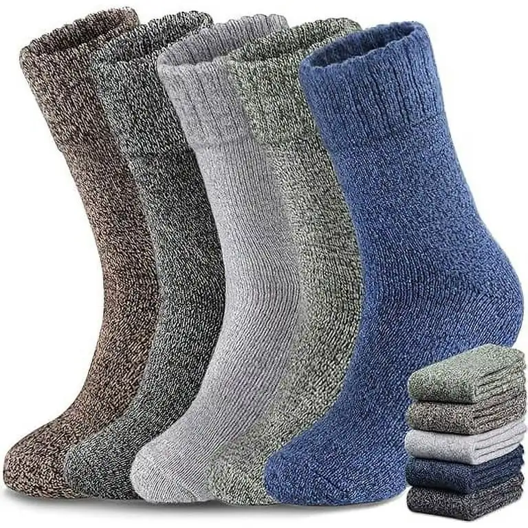 Chaussettes d'hiver en laine mérinos pour hommes, Super épaisses, chaudes, de haute qualité, Harajuku rétro, neige décontractée, antigel, en cachemire
