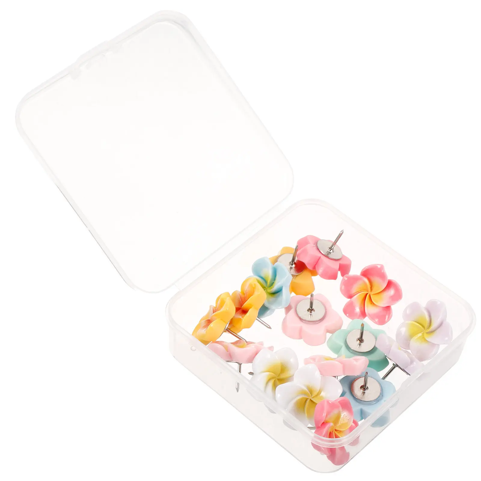 

21Pcs Delicate Thumbtacks Flower Design Pushpins for Cork Board Bright Colors Map Marking Travel Photos Decoration Study