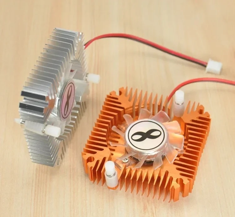 

55-миллиметровый 2-контактный охлаждающий вентилятор для видеокарты, радиатор, алюминиевый вентилятор золотого цвета, подходит для компонентов персонального компьютера и процессора