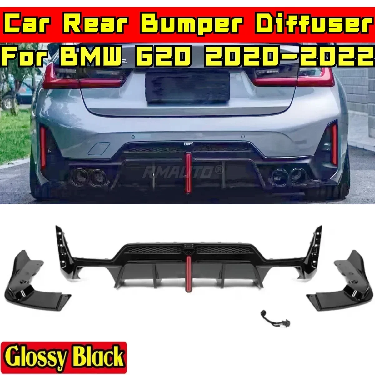 BMW G20 Rear Bumper Lip Glossy Black MP Style Car Rear Bumper Guard Splitter Body Kit For BMW G20 2020-2022 Car Accessories