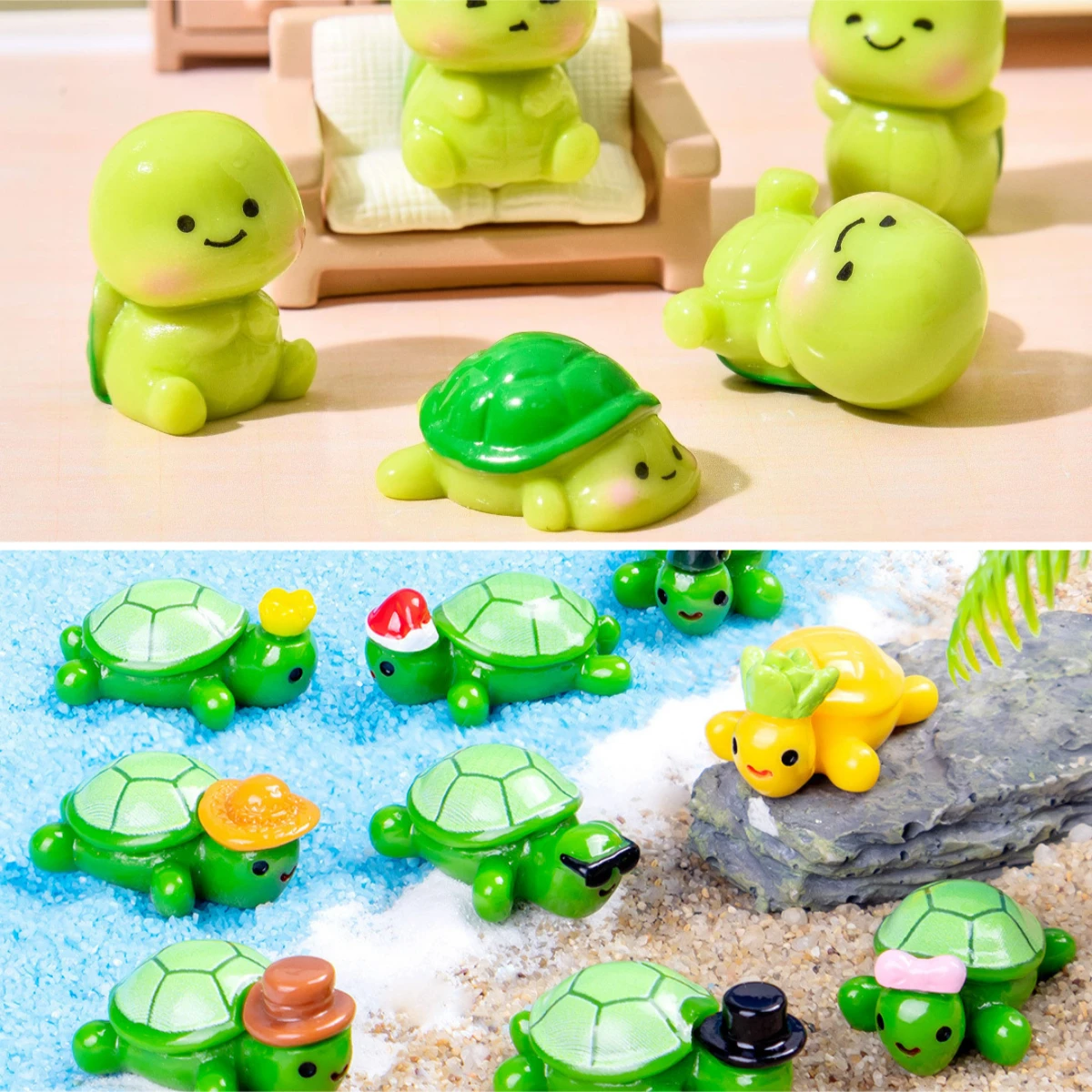 100pcs Cute Cartoon Turtle 3D Resin Animal DIY for Keychain Earrings Scrapbook Desktop Oranment Dollhouse Accessories