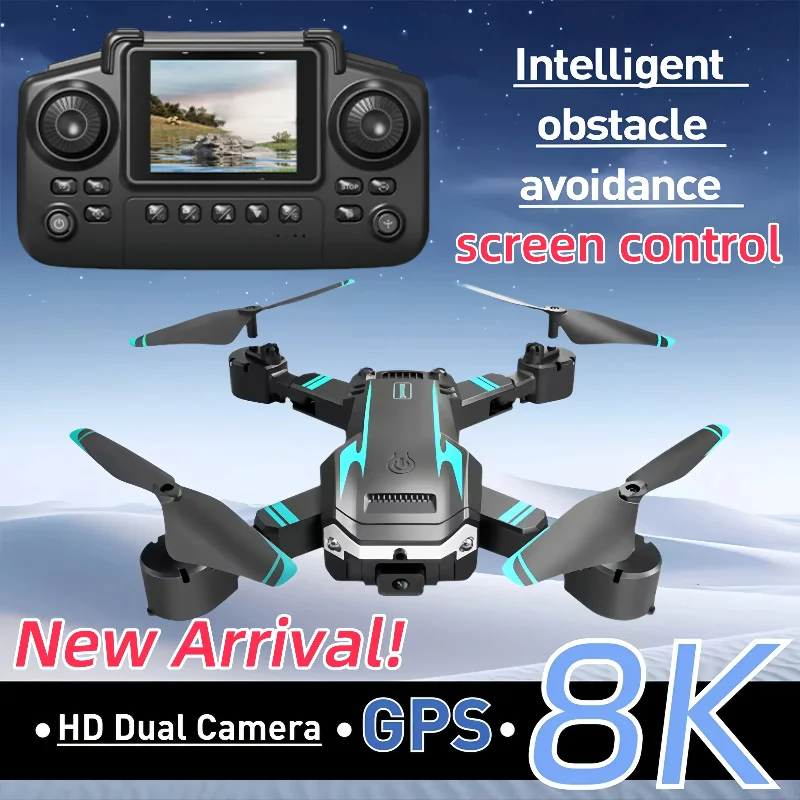 S6 Drone 8K HD Dual Camera Image Transmission Optical Flow Obstacle Avoidance 2.4 inch Screen Controller Quadcopter Kid Gift