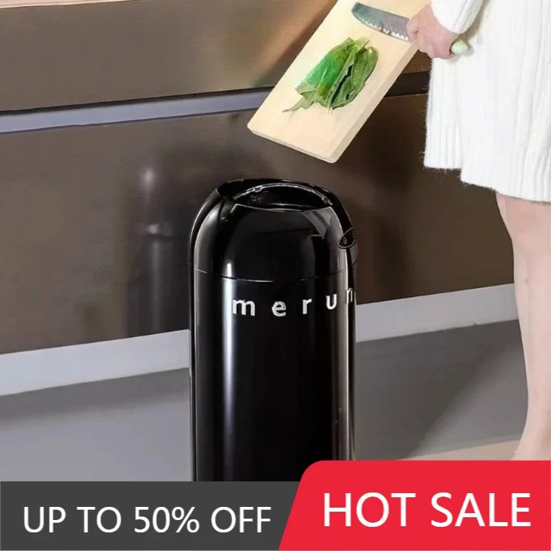 Inductive Garbage Bin Stainless Steel Trash Can Multi Functional Wheeled Waterproof Trash Bin Kitchen Bathroom Accessories