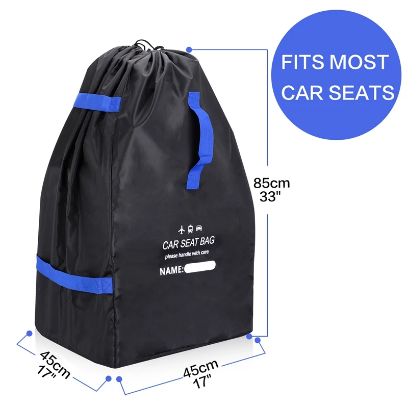 Car Seat Travel Bag Waterproof Car Seat Booster Backpack Cover Easy Carry With Handle And Adjustable Padded Straps Black