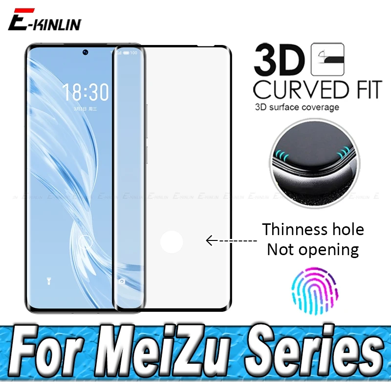 3D Curved Tempered Glass Full Cover Screen Protector Protective Glass Film For Meizu 18 18s Pro