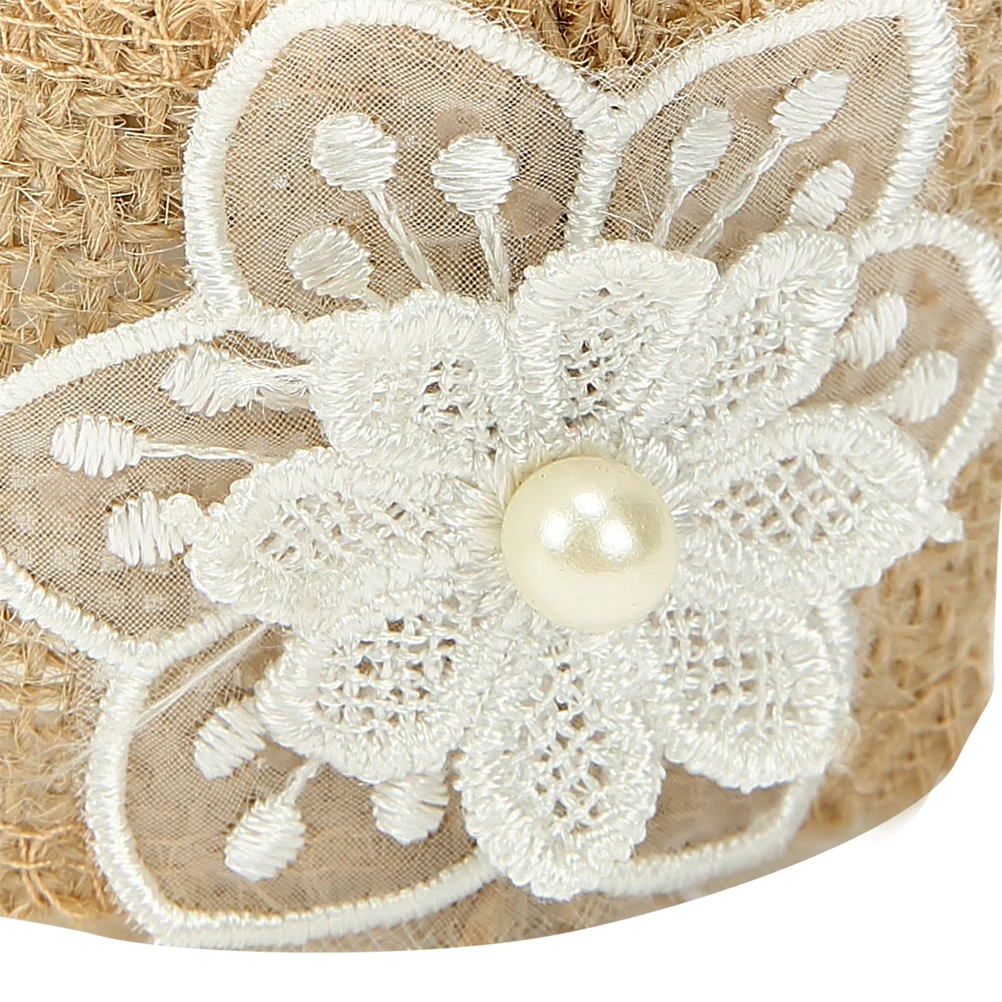 

4Pcs Wedding Linen Storage Basket Burlap Candy Holder Romantic Flower Gift Bag Banquet Use Burlap Candy Basket