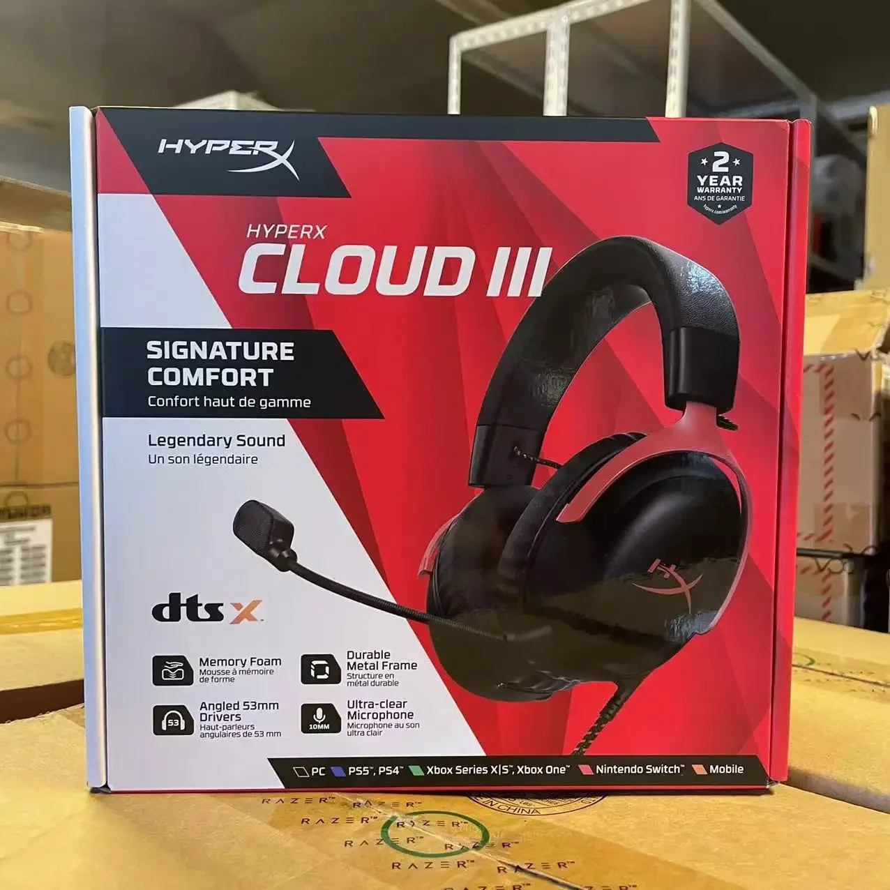 100% Original HyperX Cloud 3 III /Cloud 2 II Gaming Headset Hi-Fi 7.1 Surround Sound Detachable Microphone With USB sound card