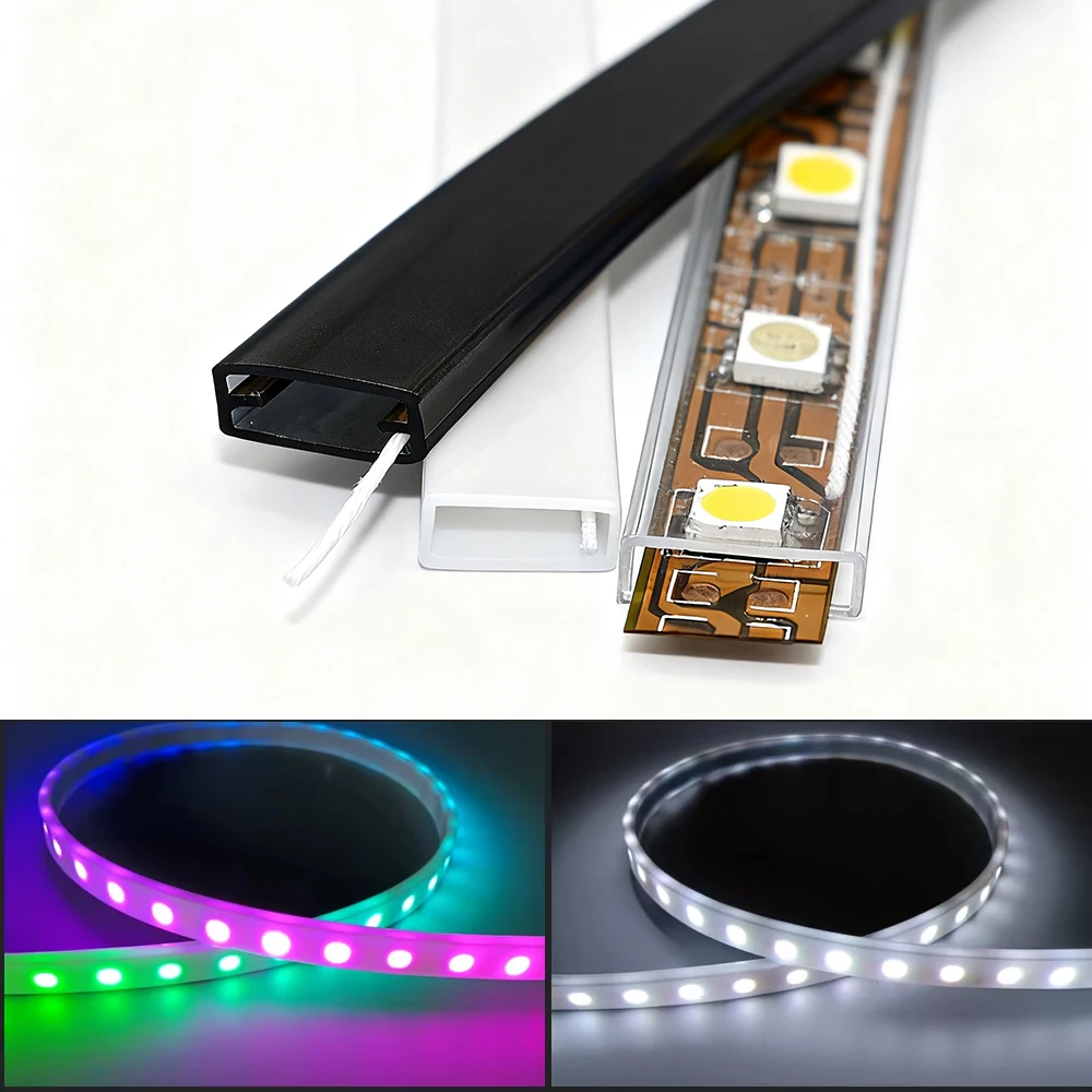 

Светодиодная силиконовая трубка 0,5–10 м, светодиодный диффузор, гибкая водонепроницаемая защитная крышка IP67, для печатной платы 10 мм, WS2811 WS2812B, светодиодные ленты