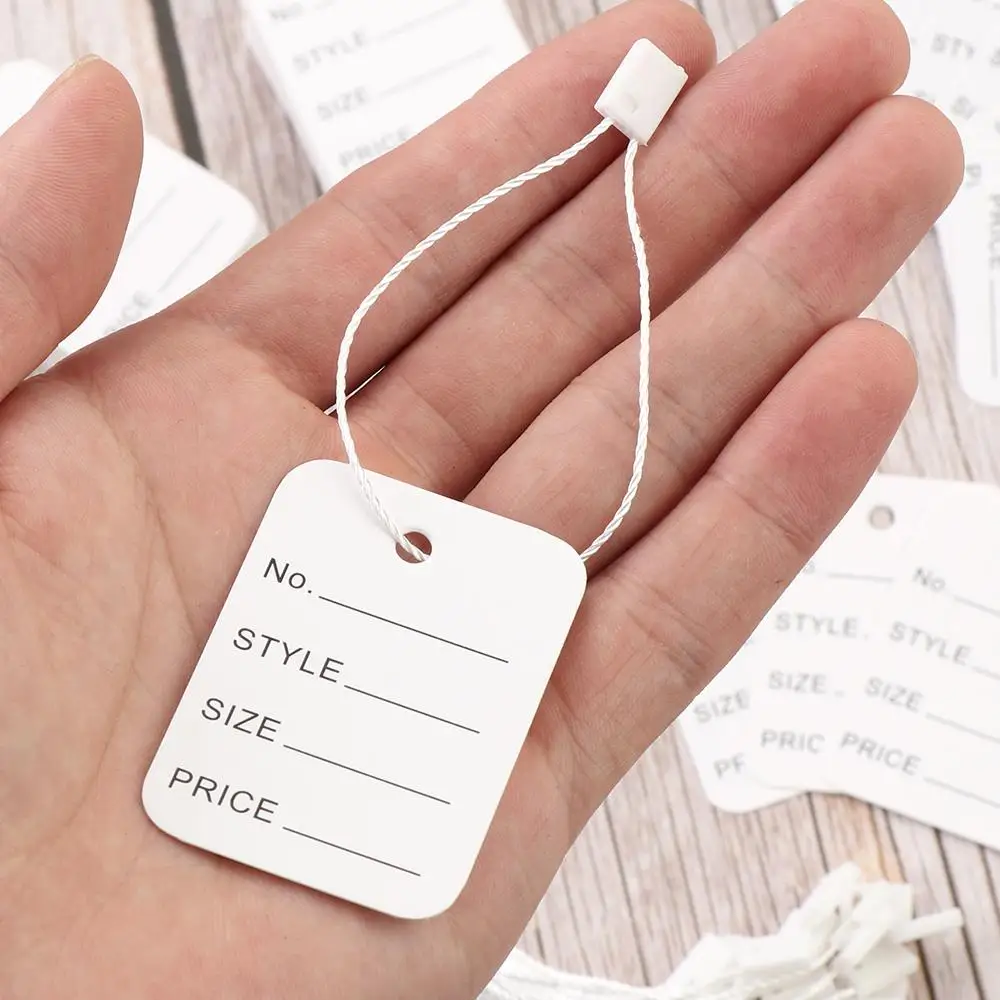 500/1000PCS Label harga Hang Tag String pakaian Tag garmen Polyester String Tag segel pakaian dicetak Label