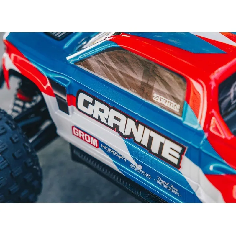 شاحنة RC 1/18 جرانيت GROM MEGA 380 نحى 4X4 Monster Truck RTR مع بطارية وشاحن، أزرق، ARA2102T1