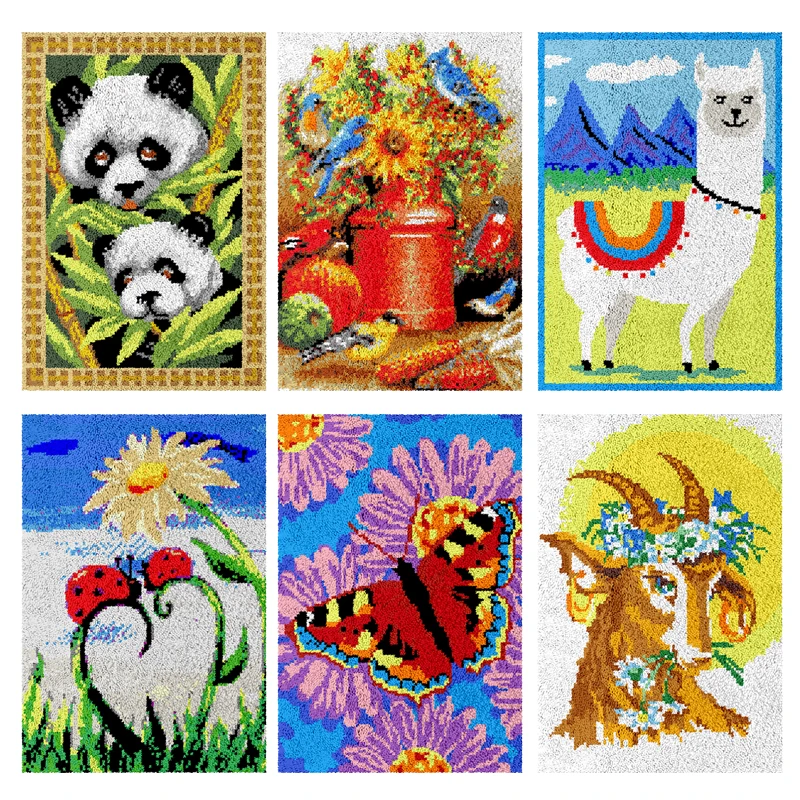 latch hook kits rugs lion wolf deer Carpet Embroidery smirna pakket tapijt knoop kussen pakket Latch Hook Kits DIY knooppakket