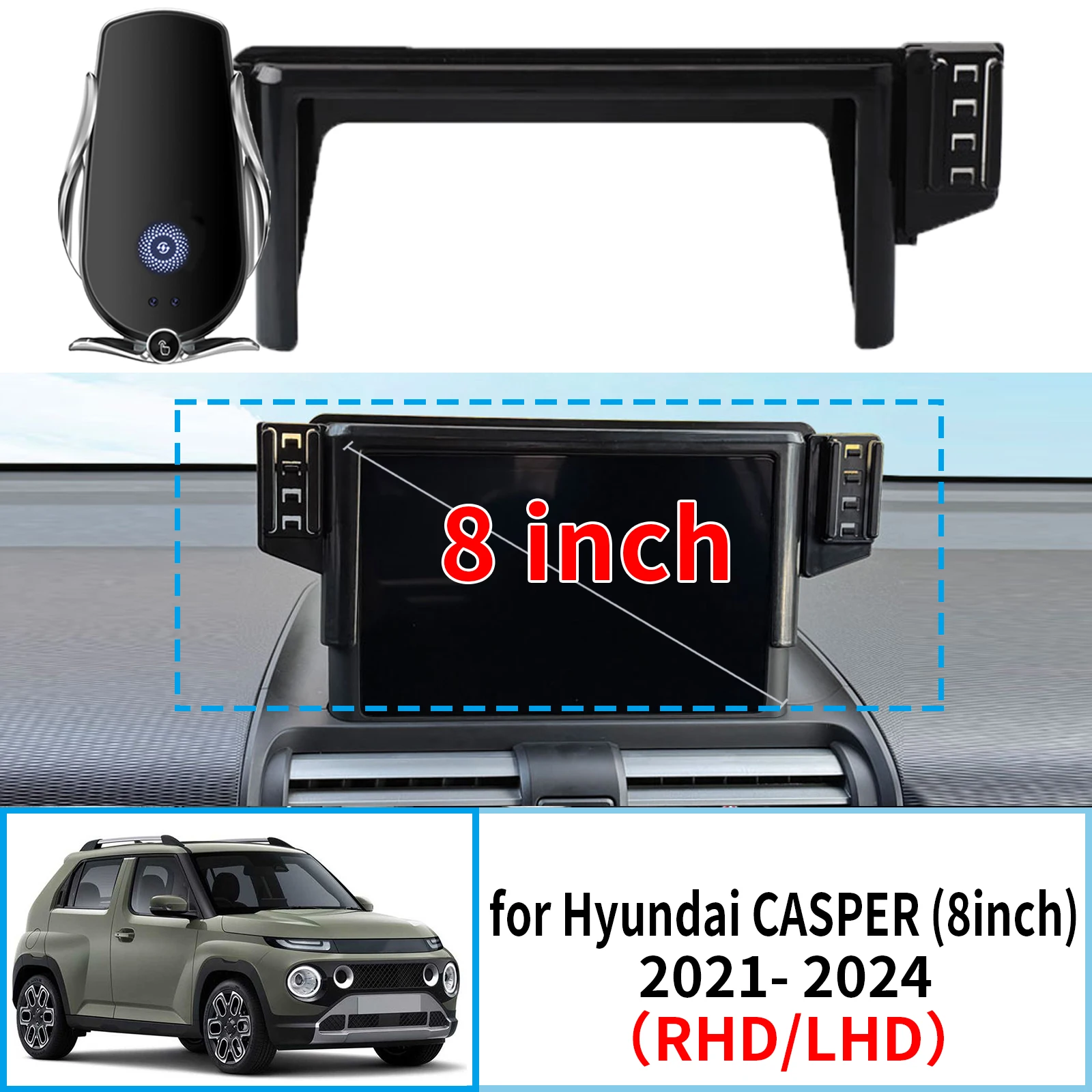 

for Hyundai CASPER (8inch) AX1 2021 2022-2024 ​​Stable Clip-On Phone Holder​​ Mount Screen Base No Vibration​ Car accessoires