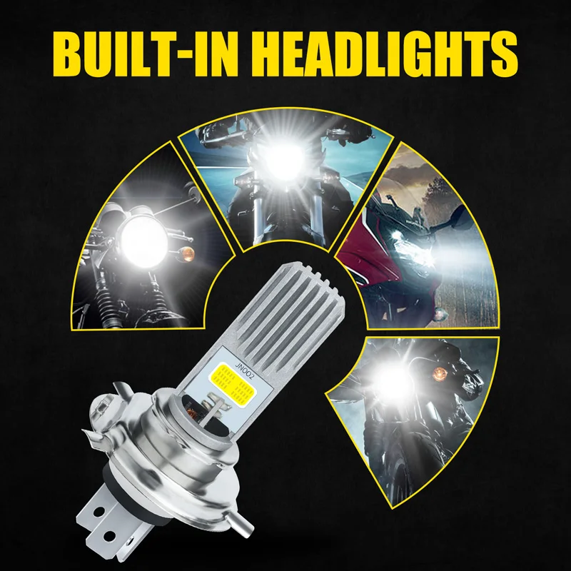 New 1 Pcs H4 BA20D LED Motorcycle Headlight Bulbs 12V 1500LM H4 LED Moto Lights Hi Lo Beam 6000K Lamp For Yamaha Kawasaki Suzuki