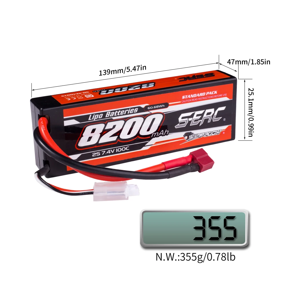 SUNPADOW 8200mAh 2S 3S 4S 7.4V 11.1V 14.8V Lipo Battery EC5 Plug 100C for RC Car Plane DJI Truck Tank Buggy Racing Boat Models