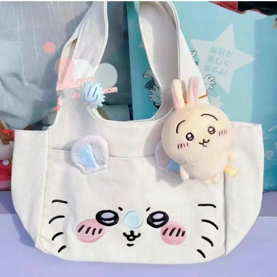 Bolsa de Lona Kawaii Japonesa, Bolsa Anime, Grande Capacidade, Sacos Bento Bordados, Desenhos Animados de Nagano, Nova Moda