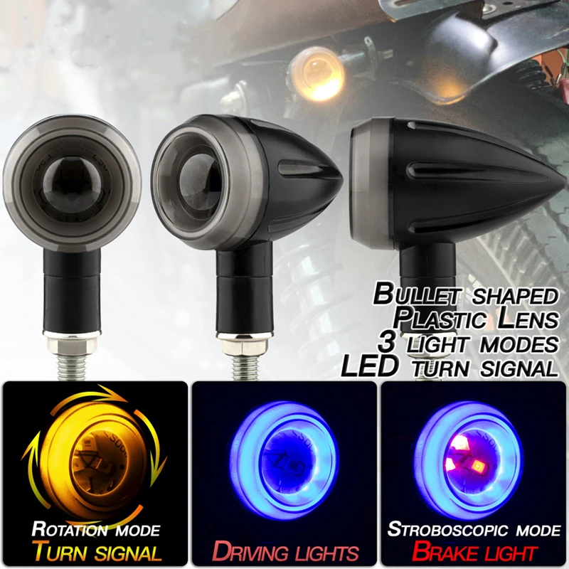 Universal 8MM Bolt Flasher Motorcycle Led Turn Signals 12V Waterproof Turn Signal Built-in Relay Turn Signals Lights Accessories