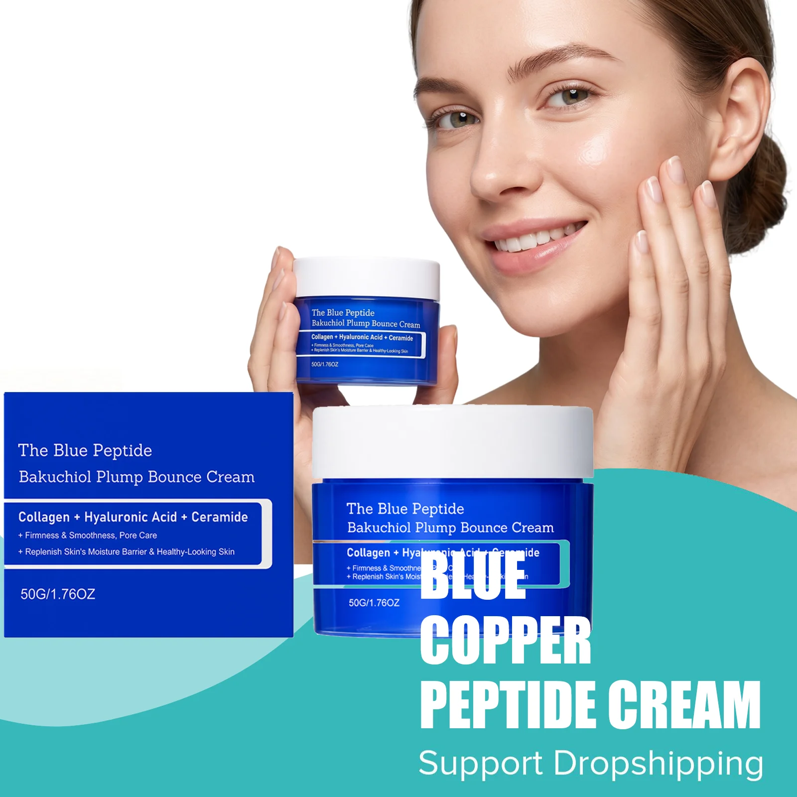 Blue Copper Peptide Cream Long Lasting Facial Moisturizing Improve Skin Sagging Boost Skin Elasticity Smoothing Dry Dull Skin