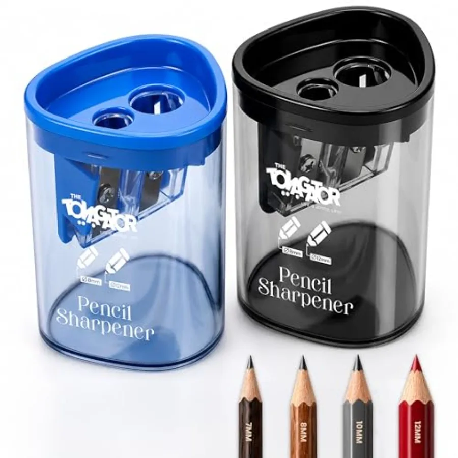 

Manual Pencil Sharpener - 2 Pcs Dual Hole Pencil Sharpeners for Standard and Large Sized Pencils - Premium Quality Handheld Pen