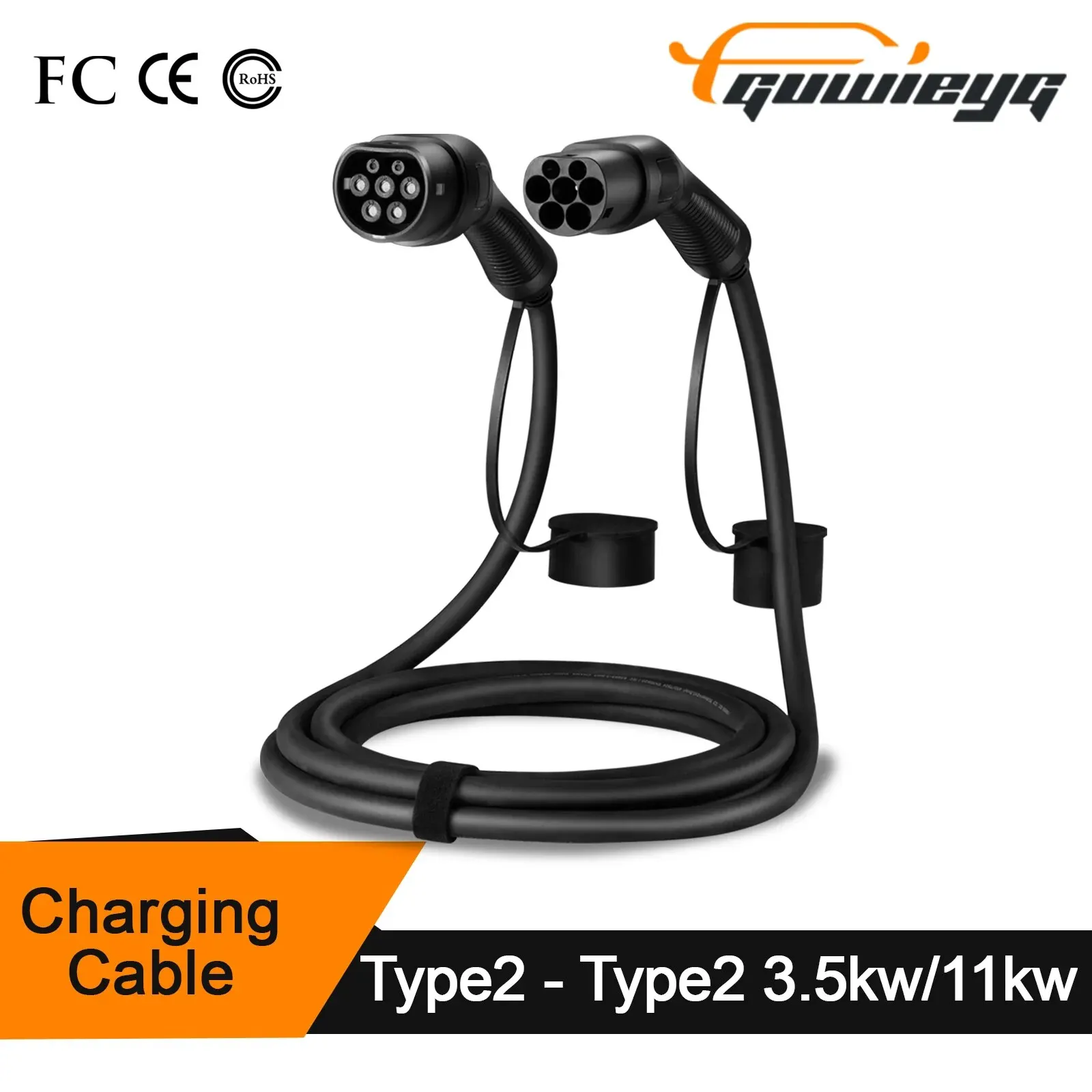 GUWIEYG Type2 to Type2 EV Charging Cable16A 3Phase Female to Male Plug 3.5M IEC62196 EVSE Charging Station Electric Vehicle Cord