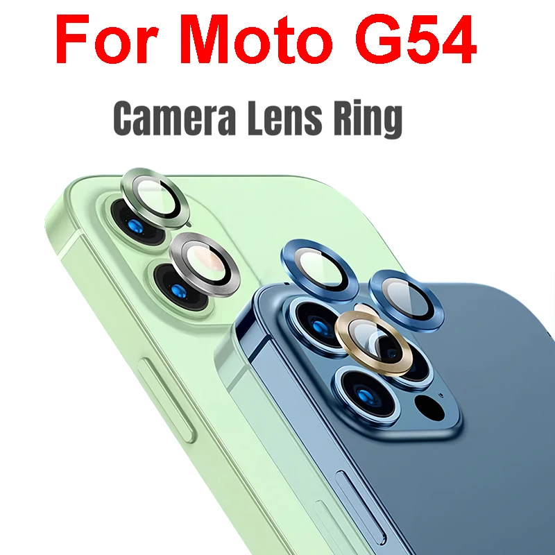 2PCS/Lot For Motorola MOTO G54 Rear Camera Lens Protectors Back Metal Ring Glass Protective Glass Cover with Adhesive Sticker