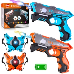 VATOS-Juego de pistola con etiqueta láser infrarroja con chalecos x2 para niños y adultos, juego interior y exterior, juguete divertido, etiqueta láser, regalo Blaster para niños y niñas
