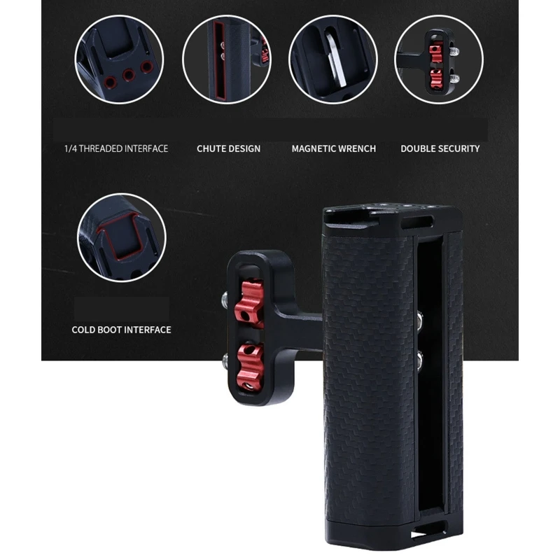 Universal อลูมิเนียมด้านข้าง Handle Grip Built-In ประแจรองเท้าเย็นสำหรับกล้อง DSLR Cage เติม Microphone Lampu