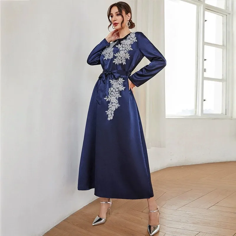 Eid Mubarak Djellaba Women Muslim Appliques Evening Maxi Party Dress Elegant Marocain Kaftan Dubai Abaya Turkey Roeb Gown Abayas