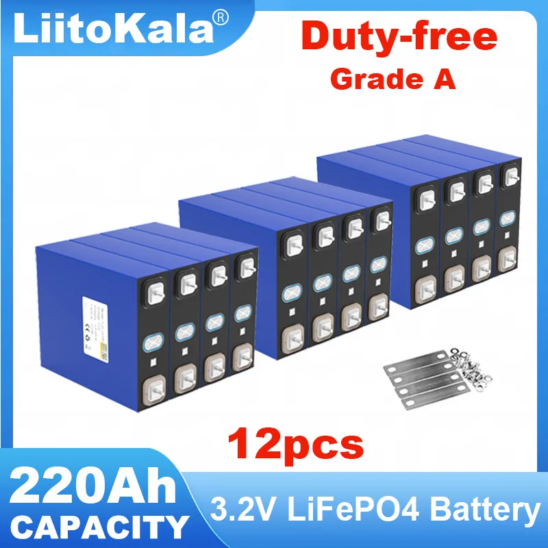 

12x Grade A 3.2V 220Ah LiFePO4 Battery Lithium iron phosphate Cell DIY 4s 12v 24v 36v Campers Golf Cart Off-Road Solar TAX FREE