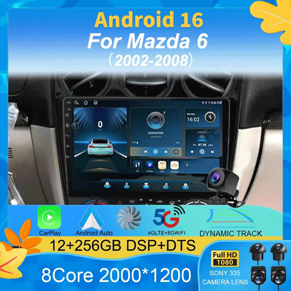 

Android 16 Car Radio For Mazda 6 2002 2003 2004 2005 2006 2007 2008 Multimedia DVD Player Navigation Wireless Carplay Head Unit