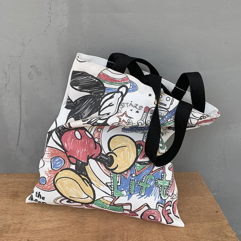 Disney mickey New Canvas Crossbody Bags Women One Shoulder Bag Girls Cartoon Cute Student Canvas Bag Disney Mickey Shoulder Bag