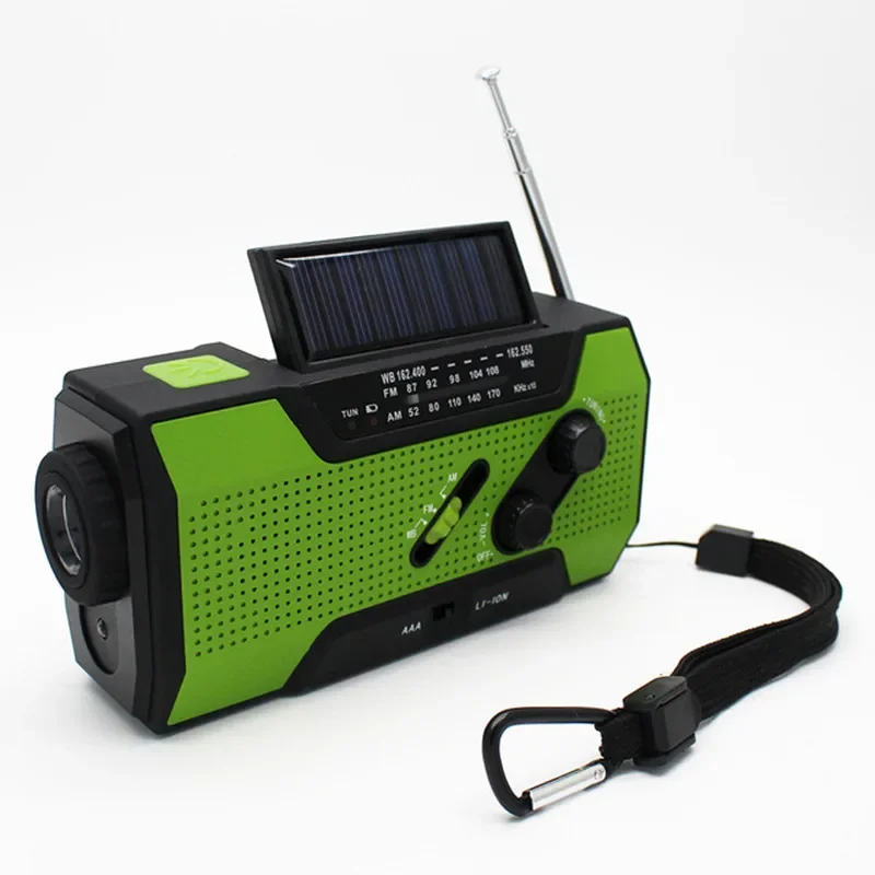 Solar Panels Hand Cranked FM AM NOAA Radio Portable Flashlight Table Lamp Mobile Phone USB Charger Power Bank Outdoor LED Light