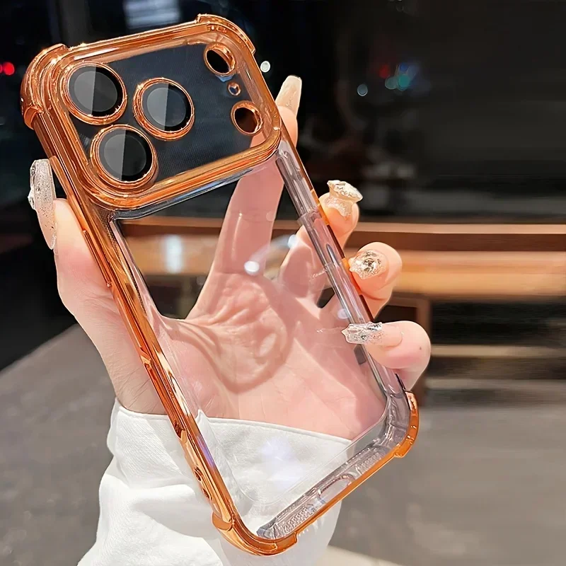 Luxuriöse, stoßfeste, transparente Handyhülle mit Beschichtung für iPhone 17 16 15 14 Plus 13 12 11 18 Pro Max, weicher Stoßfänger mit Objektivschutz – Detail 2