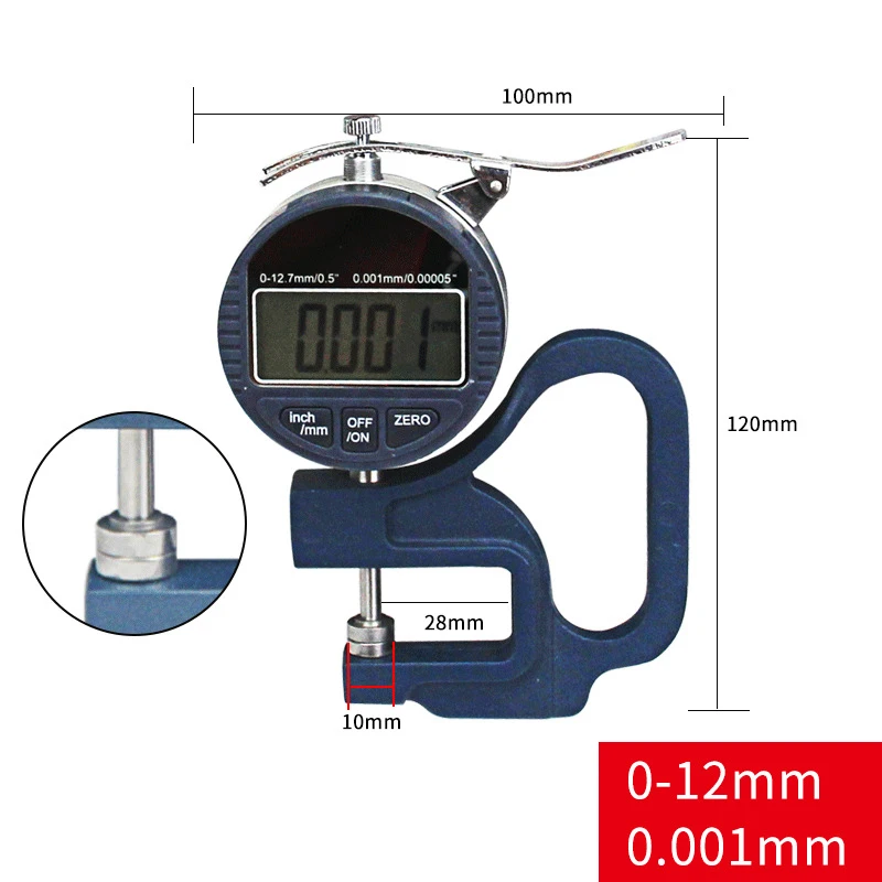 T50 Digital Tube Thickness Gauge 0.001mm LCD Electronic Tube Micrometer Thick Gauge Pipe Dial Indicator Width Measure Tools