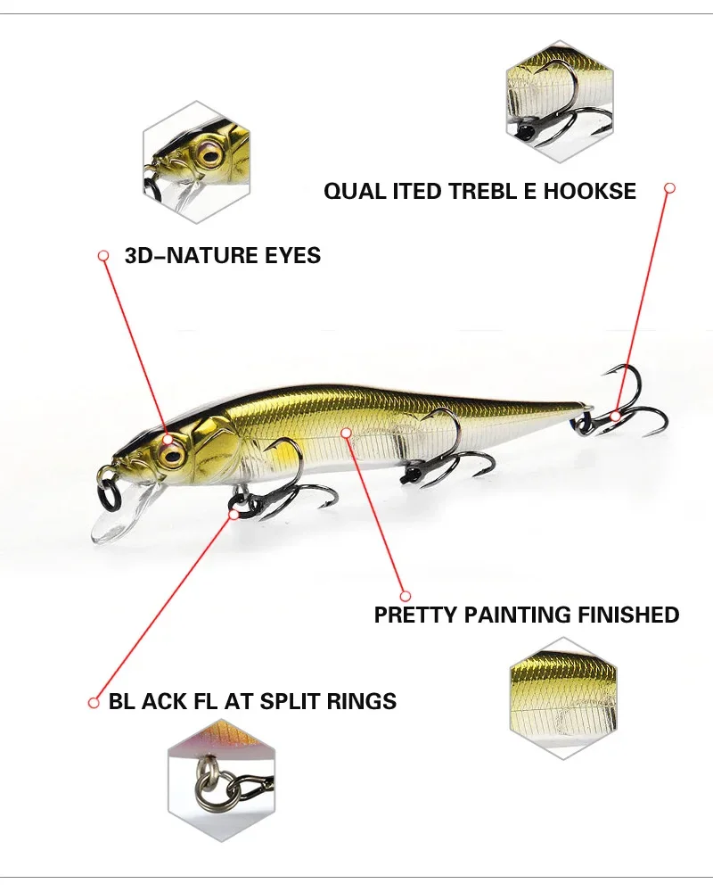 Minnow Señuelo de pesca flotante profesional cebo duro - imagen 4