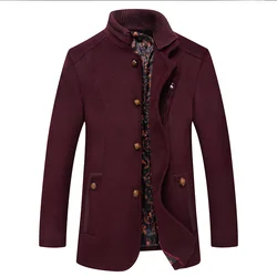 New Winter Men Stand-up Collar Woollen Trench Coats Male Business Casual Cashmere Blazers Jackets Overcoats Quality Suits Coats