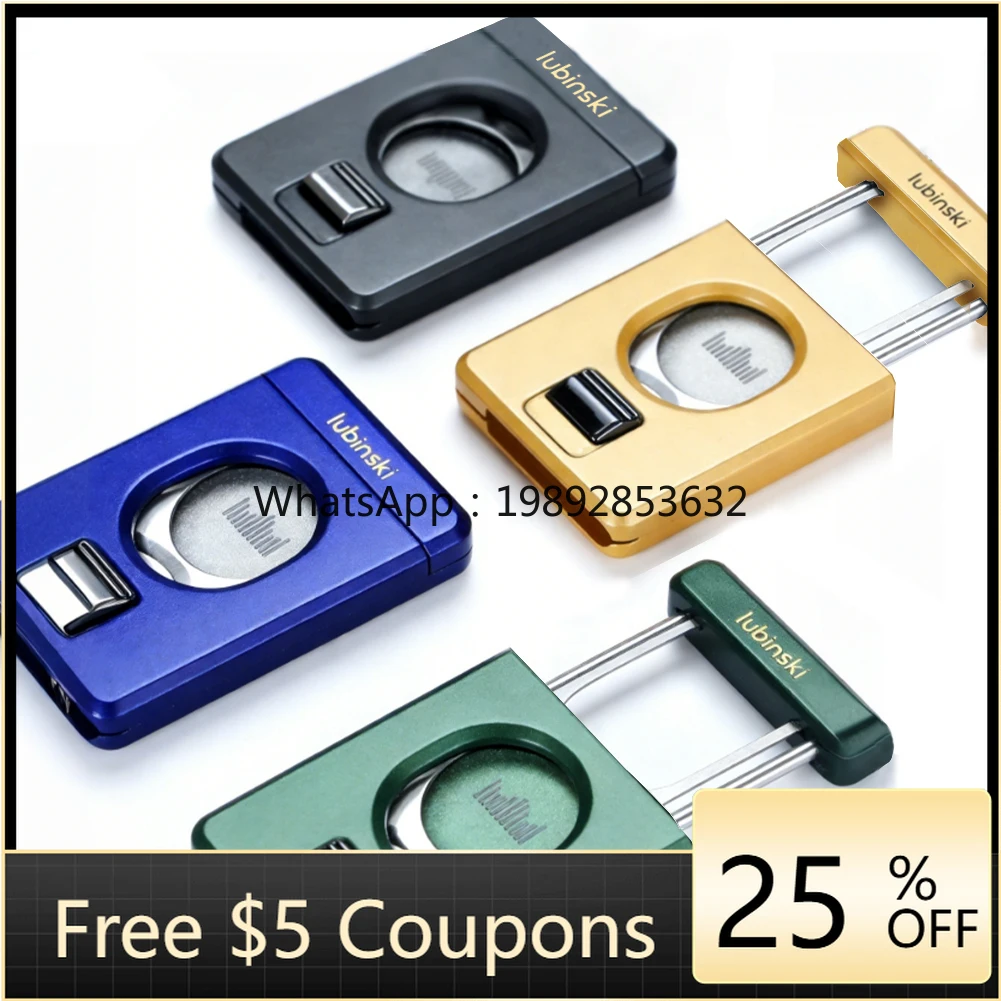 

LUBINSKI Cutter Cigar Guillotine Style Metal Potable Luxury Cigar Cutting Tool Smoking Accessories