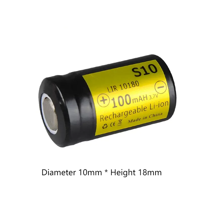 2PCS/lot S10 LIR10180 10180 rechargeable lithium-ion battery Quantum flashlight universal 100 mAh 3.7V