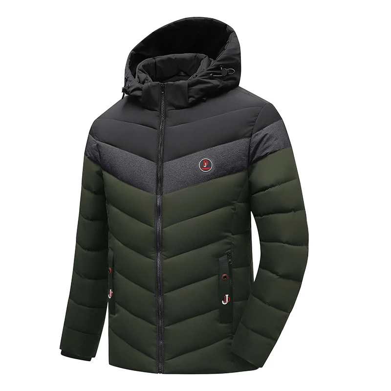 Parka à capuche en coton épais pour hommes, coupe-vent chaud, vestes rembourrées imperméables, vêtements de combinaison, mode masculine, hiver