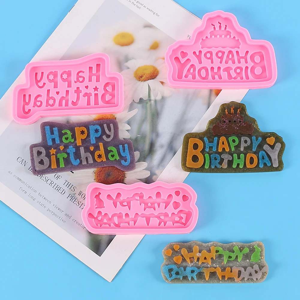 Happy Birthday Silicone Mold Birthday Alphabet Letter Cake Decoration Fondant Chocolate Candy Cupcake Topper for Birthday Party view 3