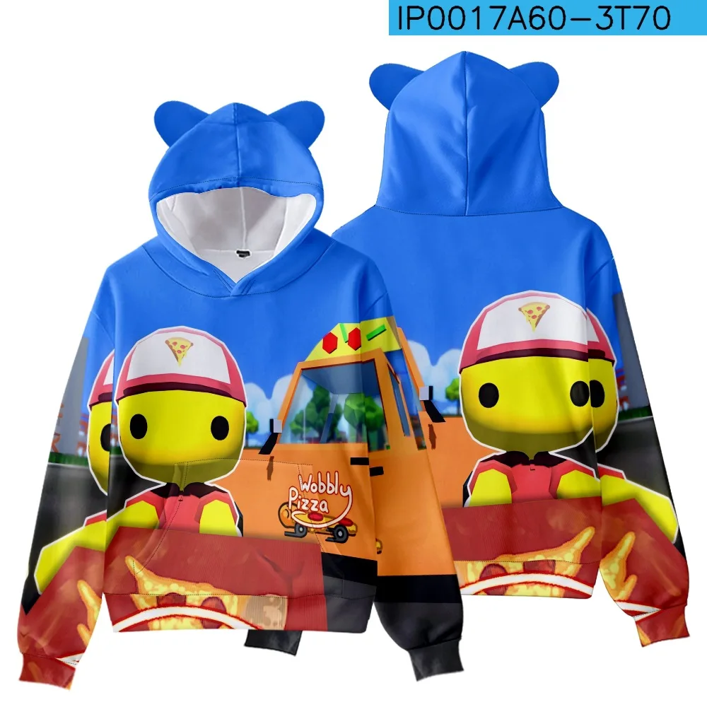 Hot Game Wobbly Life Series Cat-ear Sweatshirt 3D Cartoon Print Mannen en Vrouwen Lichtgewicht en Warme Vrijetijdshoodie