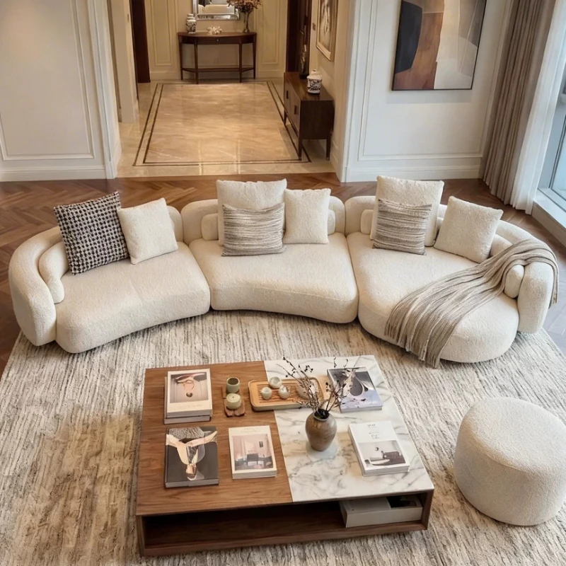Sofa curved Italian designer horizontal hall not against the wall fabric special-shaped sofa