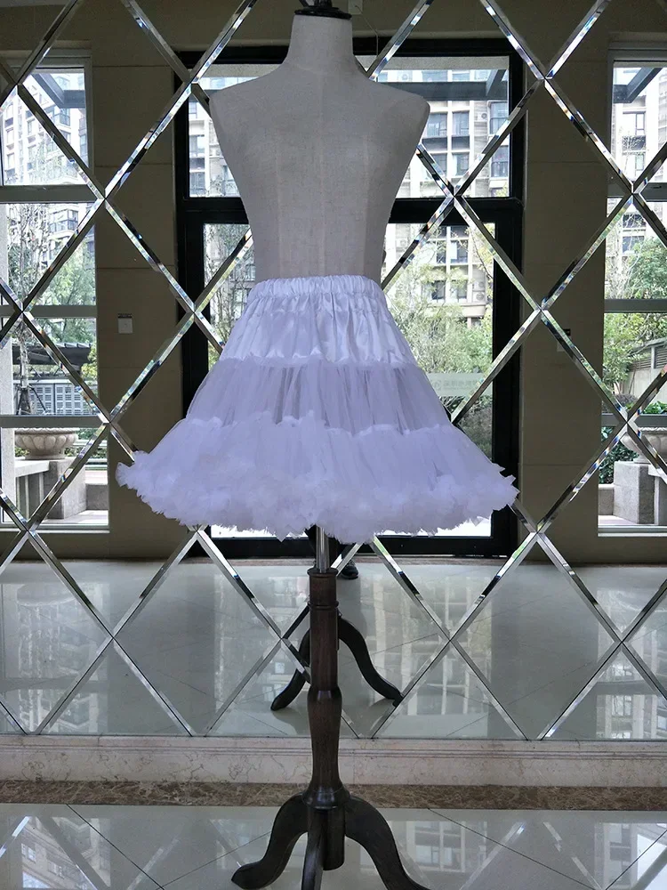 Underskirt Short Dress Lolita Petticoat White Elastic Waistband Crinoline 2024