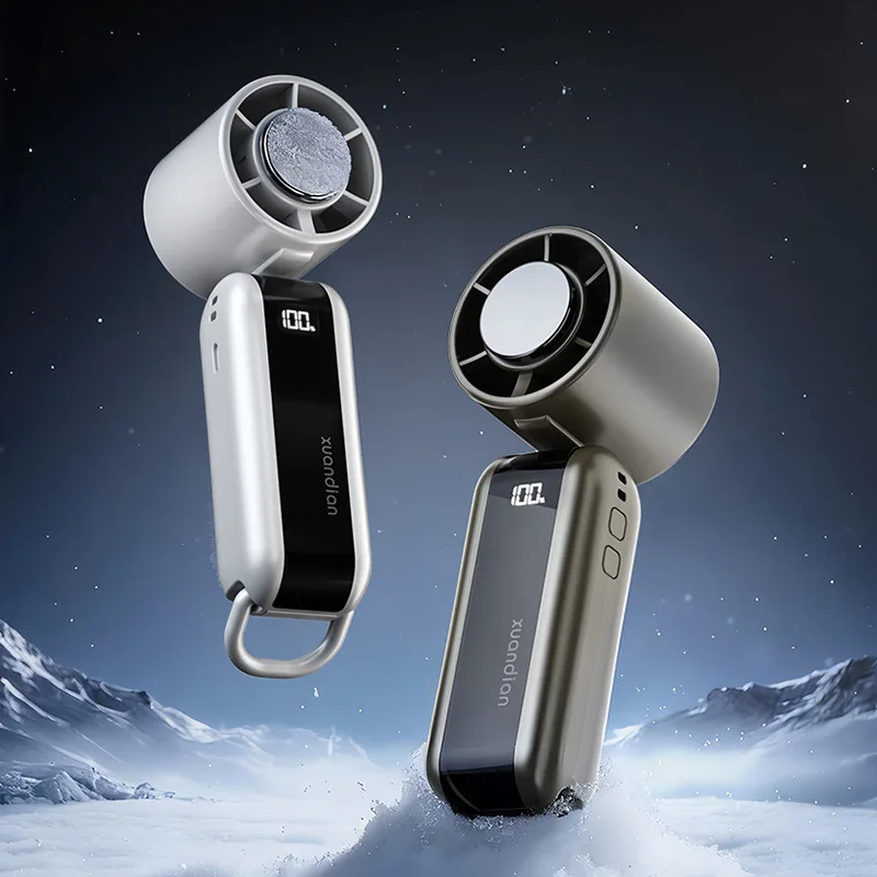 Ice Cooling Neck Fan, 3-in-1 Handheld & Foldable Fan with Dual Airflow, High-Speed Turbine Motor, Lightweight