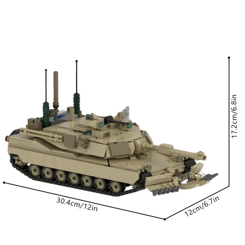 MOC-204750 Abrams Main Battle Tank Building Block Model Military Puzzle Assembling Boy Hobby Collecting Bricks Toy