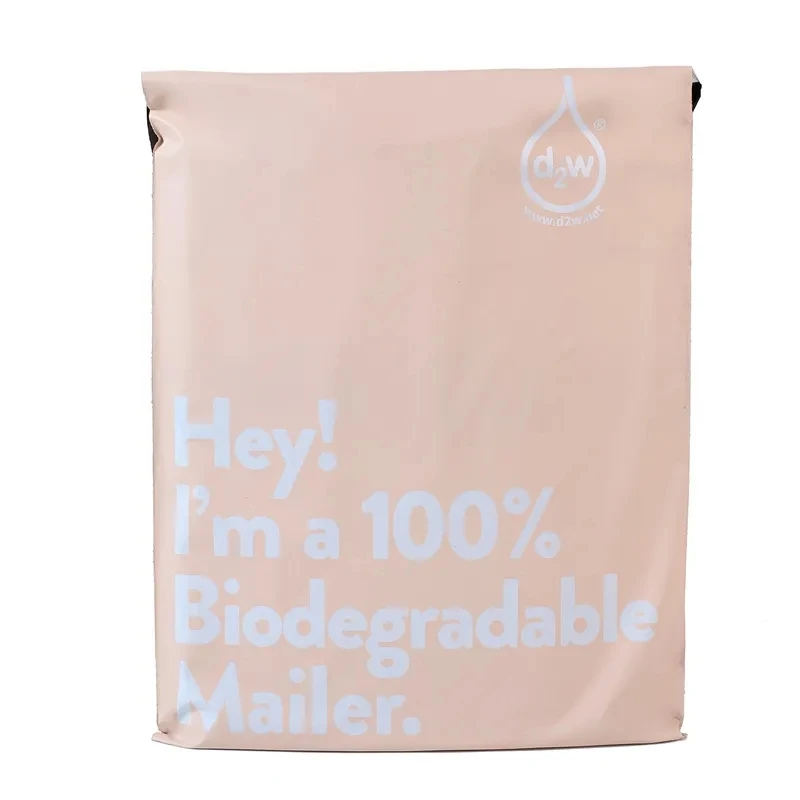 INPLSUTOP 50pcs 100% D2W Biodegradable Courier Bag Eco-Friendly Waterproof Clothing Packing Bag Beige Envelope Mailing Post Bags