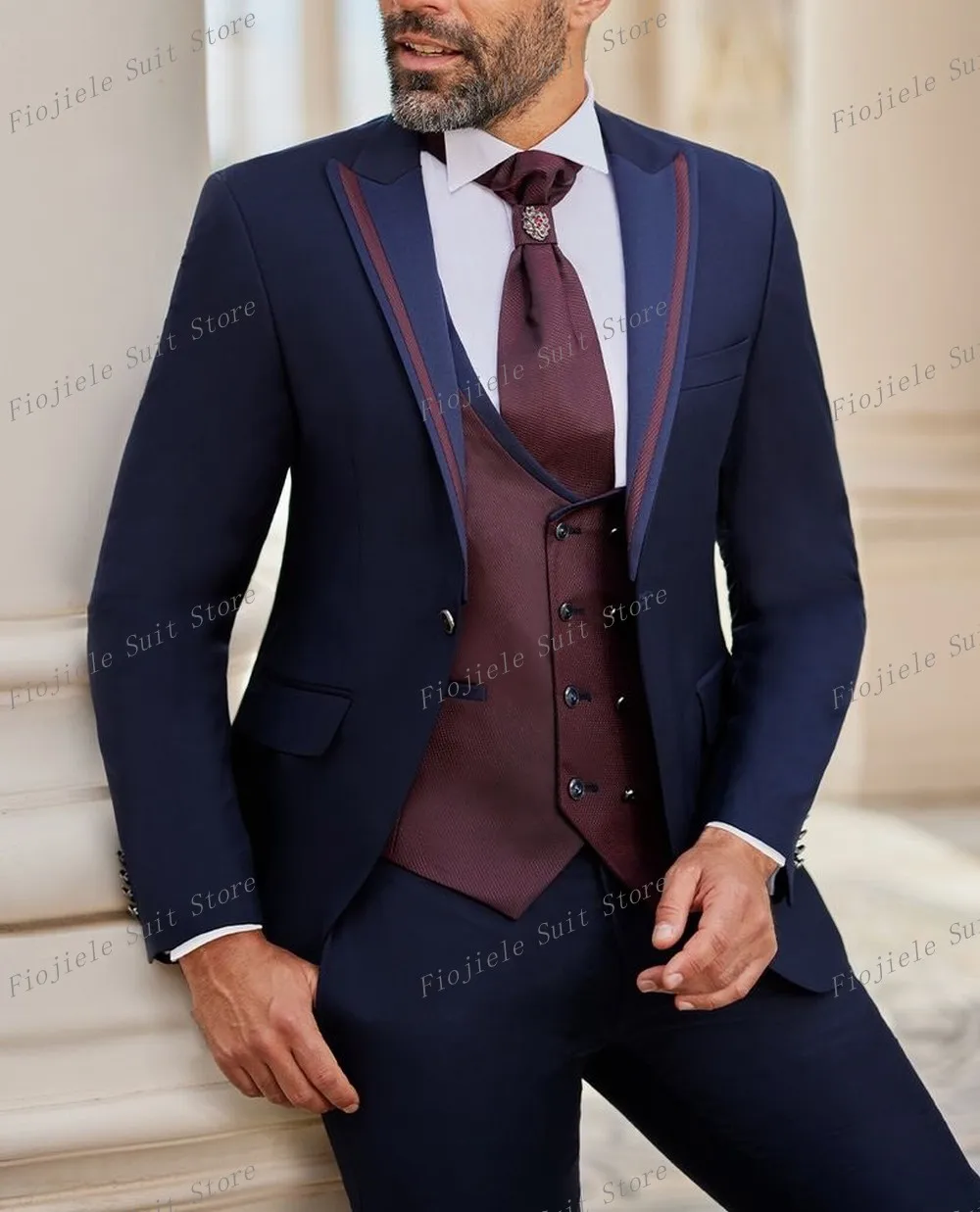 

New Men Business Suits Groom Groomsman Wedding Party 3-Piece Set Formal Occasions Tuxedo Jacket Vest Pants F15