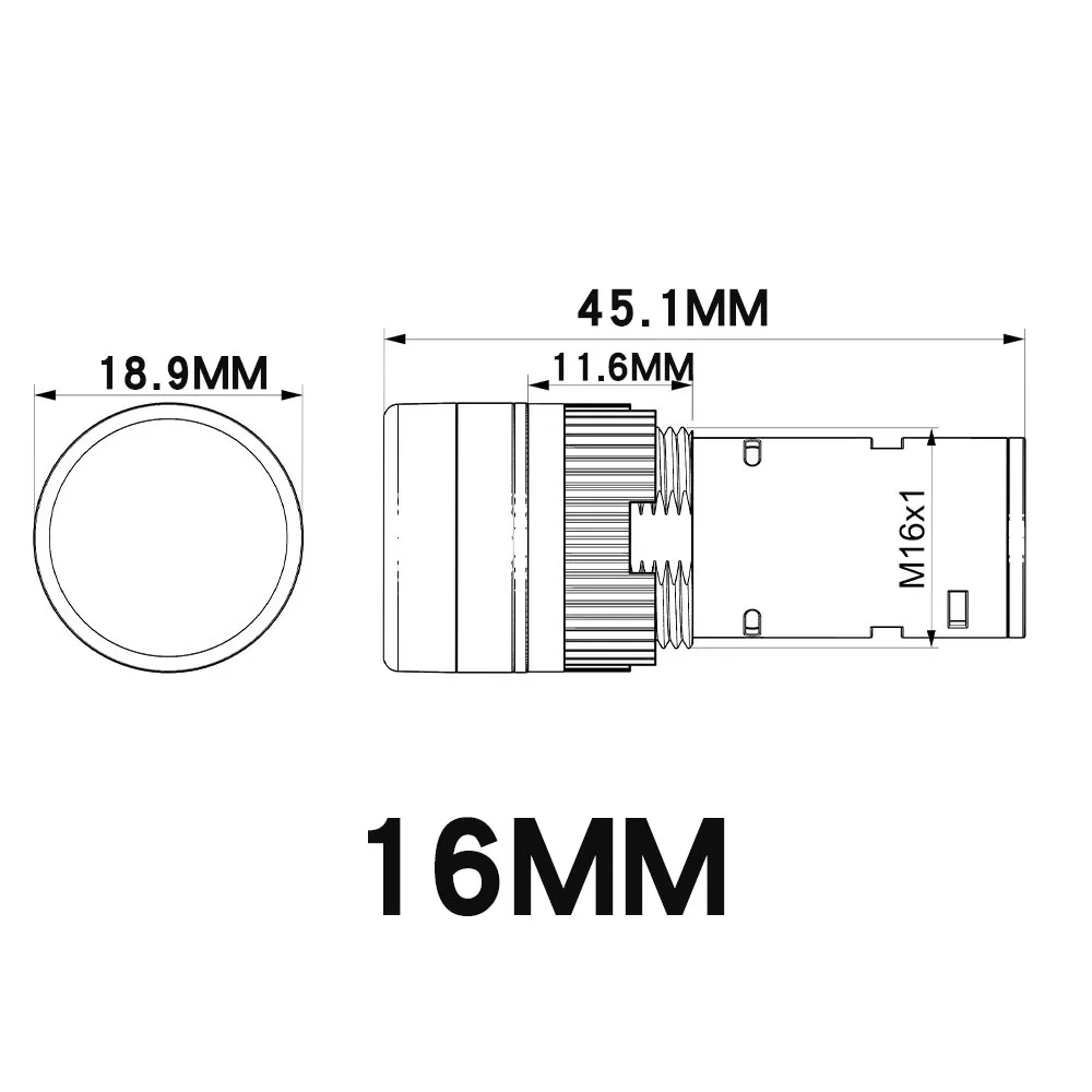 16MM Panel Mount Plastic Light Indicators LED Power Electronic Warning Pilot Signal Light Lamp AC/DC 12V 24V 220V Red Blue Green