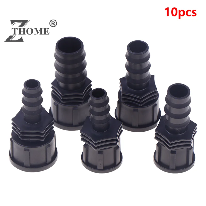 16/20/25mm PE Hose Barb Connector To 1/2 3/4 1 Inch Thread Garden Plastic Piper Barb Fitting Farm Greenhouse Irrigation