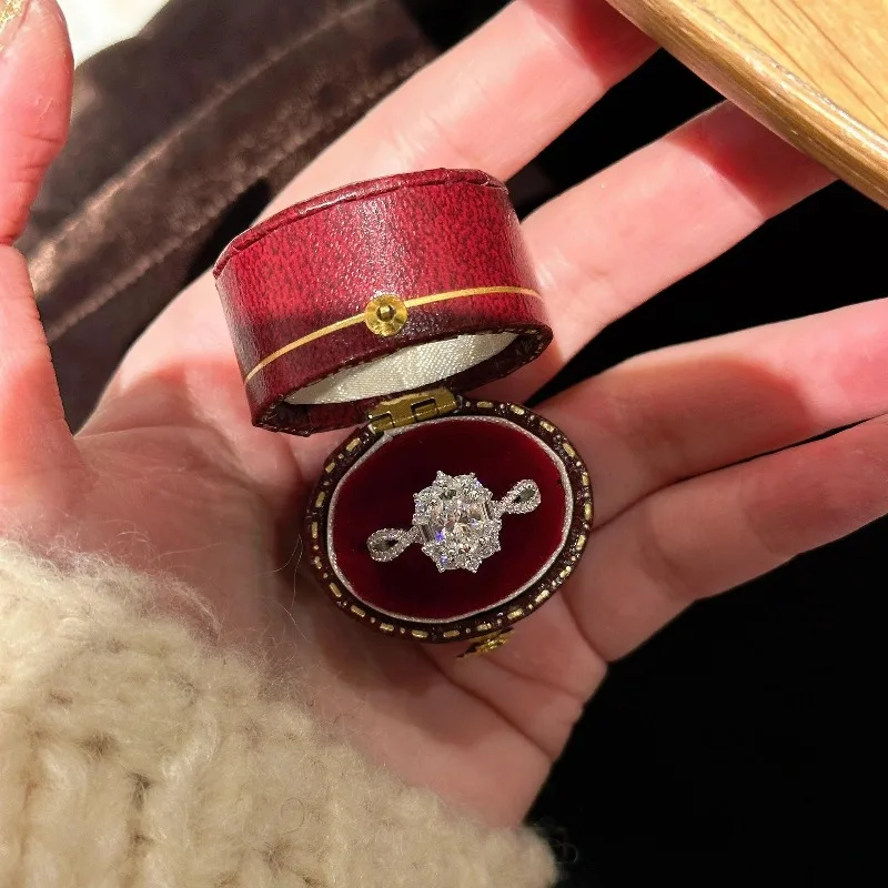 

HQ 925 голубиное яйцо, снежинка, бриллиантовое кольцо, женское персонализированное регулируемое роскошное кольцо с муассанитом на 4 карата, ювелирные аксессуары, подарки