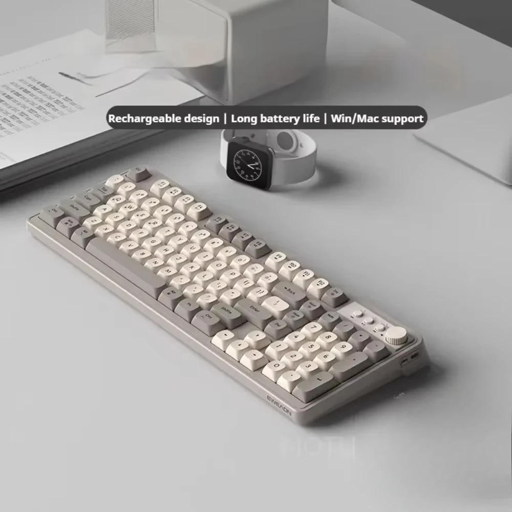 Stylish Wireless Bluetooth Keyboard Dual Mode Silent Mechanical Feel for Office and Gaming Design for Women